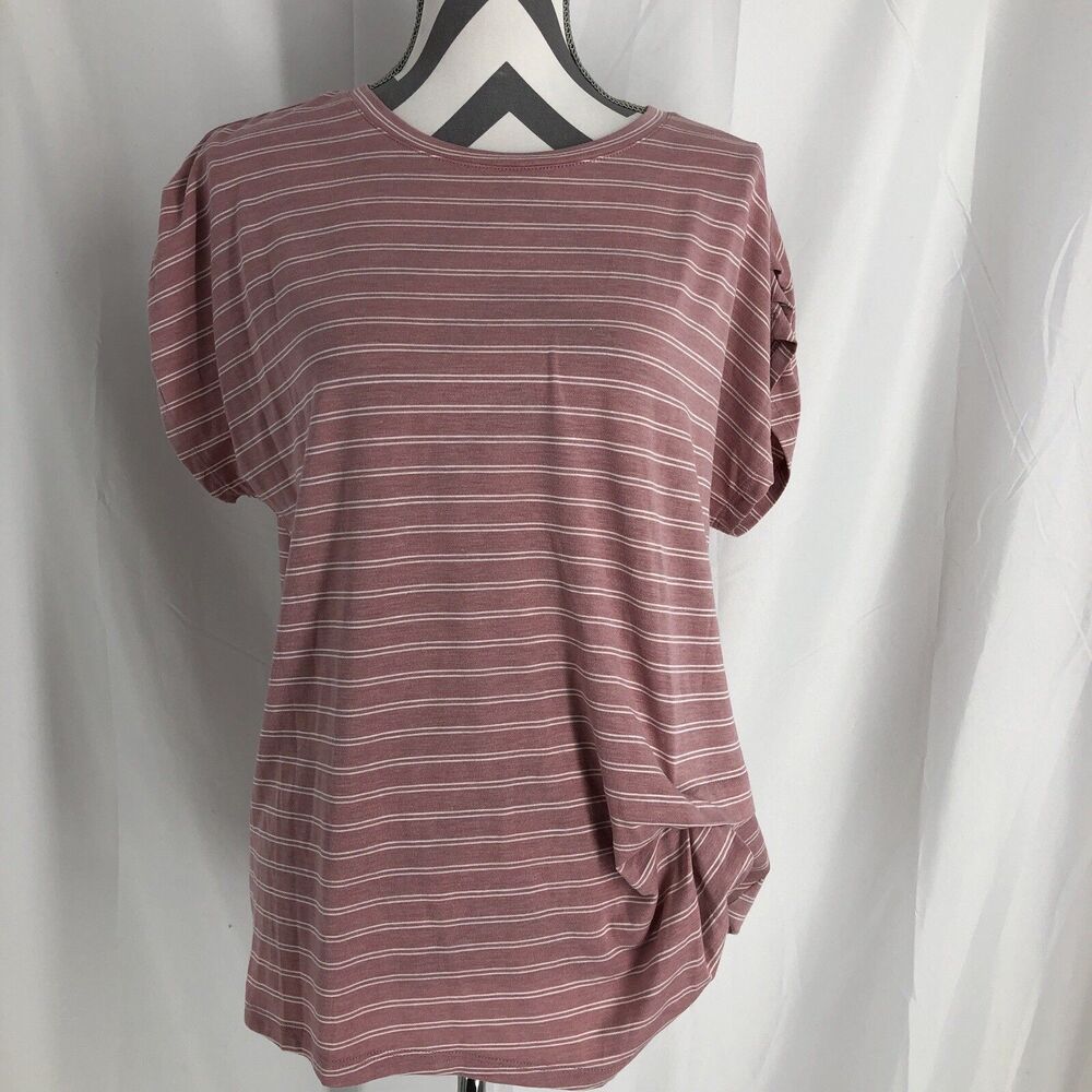 Bobeau Pink Striped Tee Shirt Size Medium